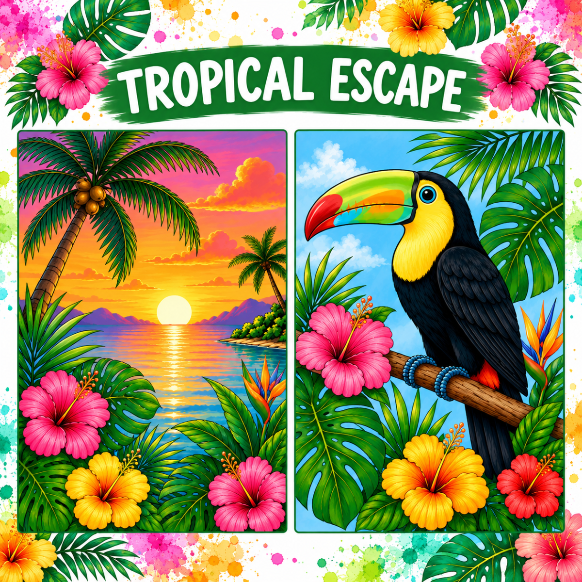 Tropical Escape Kids Paint Your Own Art Kit